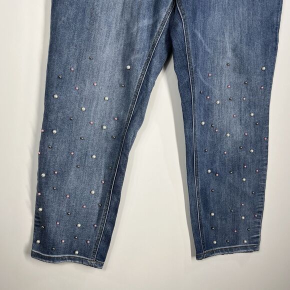 Avenue Embellished Jeans Women Size 18A Skinny Blue Denim Ankle Pants - Picture 2 of 6